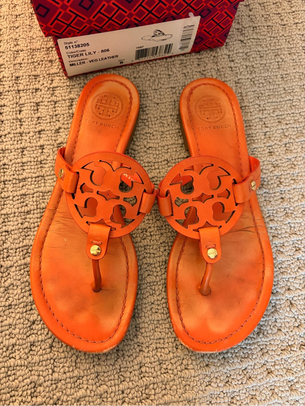 Tory Burch Logo Thong Sandals